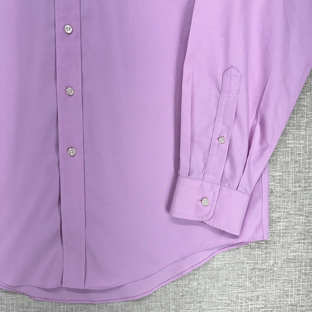 Lands' End Shirt Mens Large Pink Pinpoint Oxford Long Sleeve Button Down Dress - Picture 5 of 13